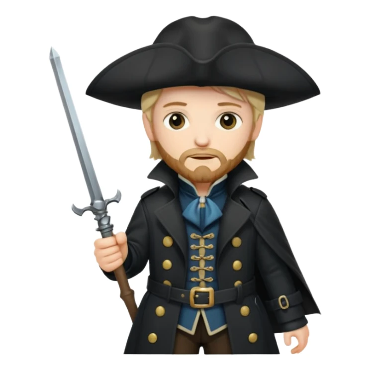 Athos, musketeer in black trench coat sticker