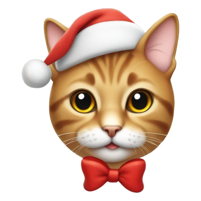 Cat with a Santa hat on its head and a cute red bow  sticker