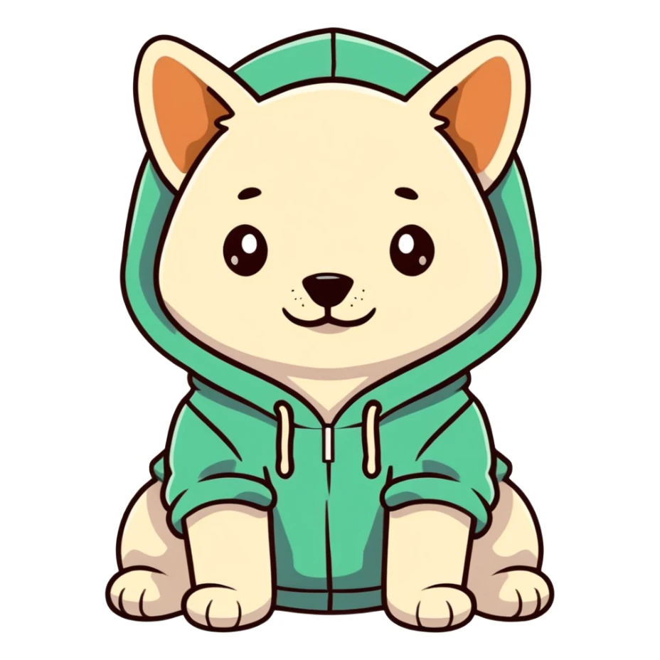 Doggie wearing a hoodie sticker