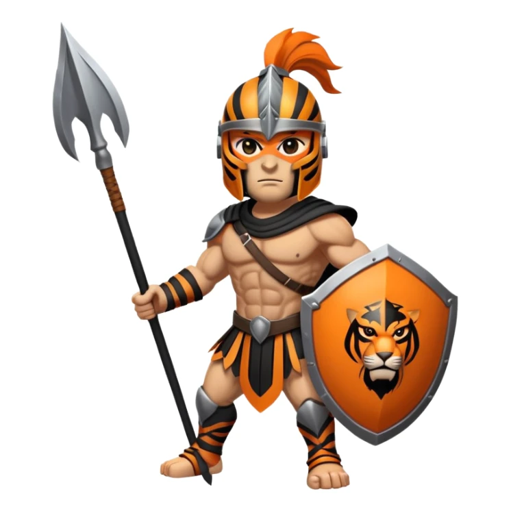 Spartan tiger warrior with helmet and spear sticker
