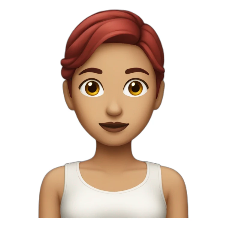 mexican girl with medium length midnight red hair and black eyes sticker