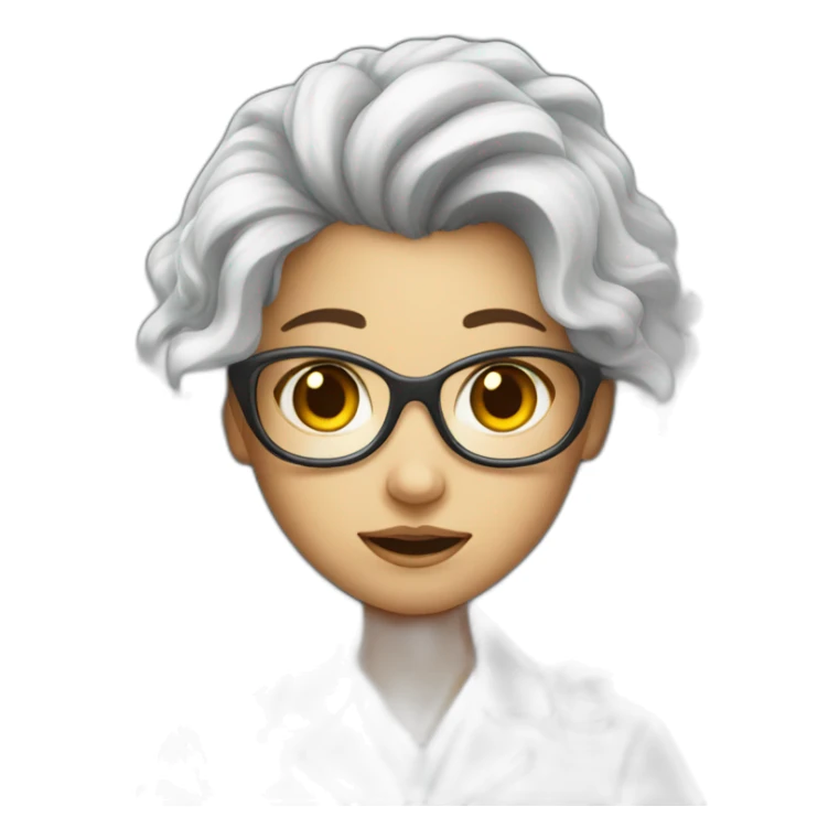 Girl scientist in a labcoat with a violent hair sticker