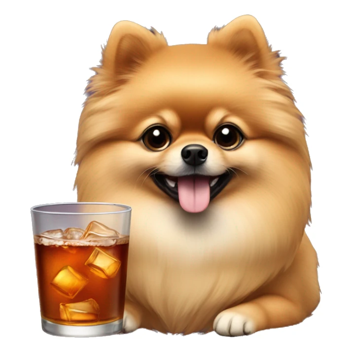 Pomeranian black with a bourbon drink sticker