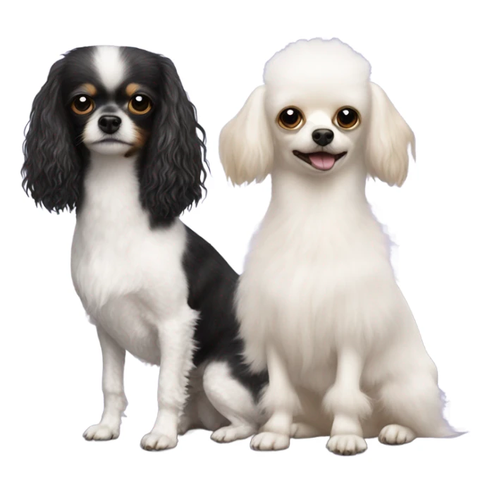 White toy poodle next to long hair Chihuahua sticker