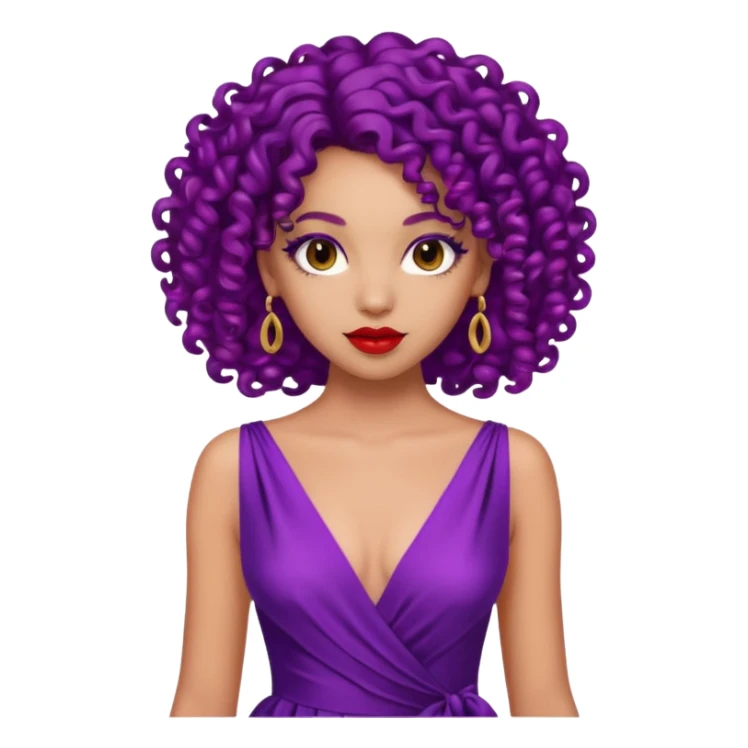 Fashion Model with Purple Curls, red dress sticker