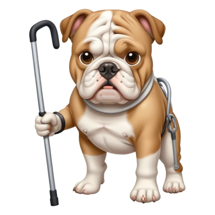 English bulldog with crutches  sticker