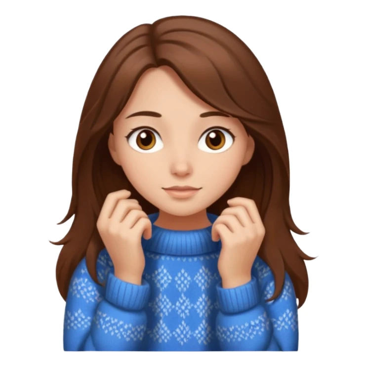 Cozy girl with long brown hair and brown eyes sticker