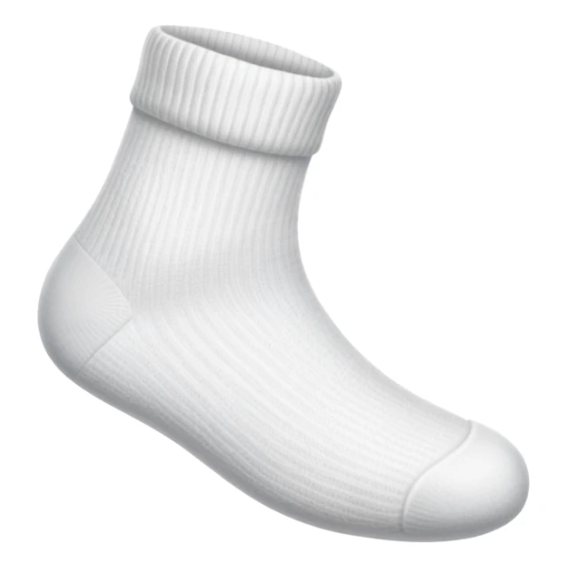 white sock seen directly from underneath showing bottom of the sole sticker