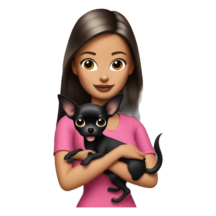 brunette barbie holding black chihuahua  sticker
