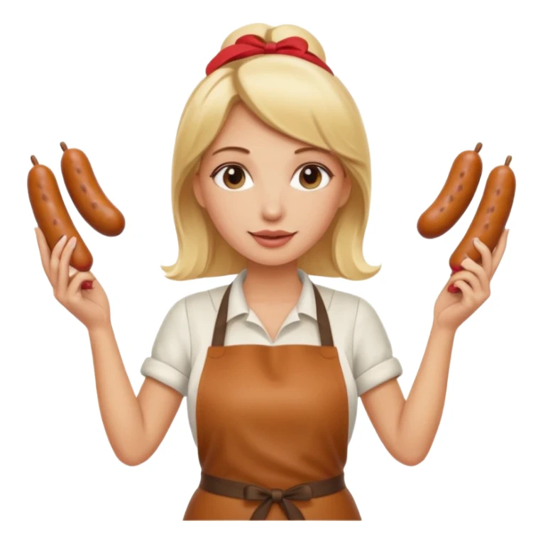 Naked blonde with both hands holding weiner sticker