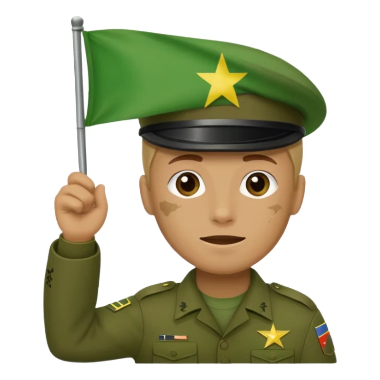 Emoji of a soldier holding a green flag sticker