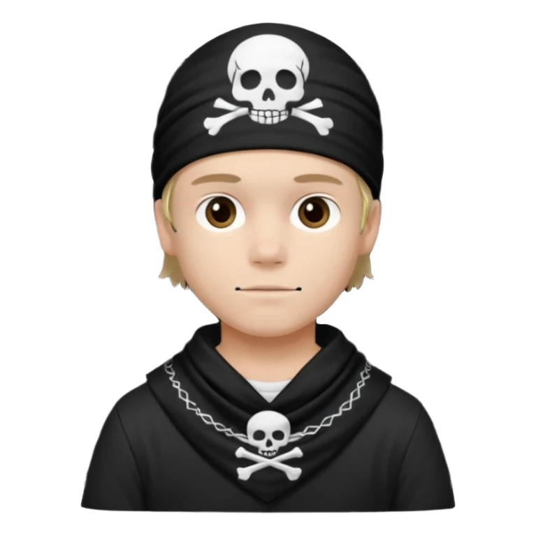 Make a boy wearing black bandana with some design on it  sticker