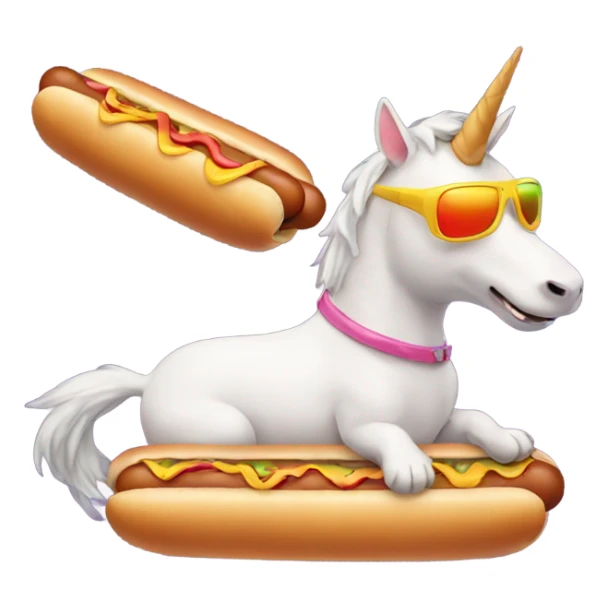 hot dog with sunglasses riding a unicorn cat sticker