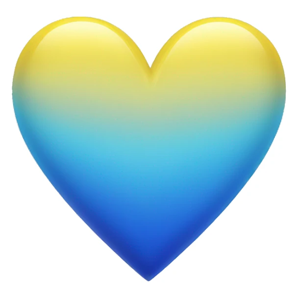 Shiny Yellow and blue ombré heart sticker