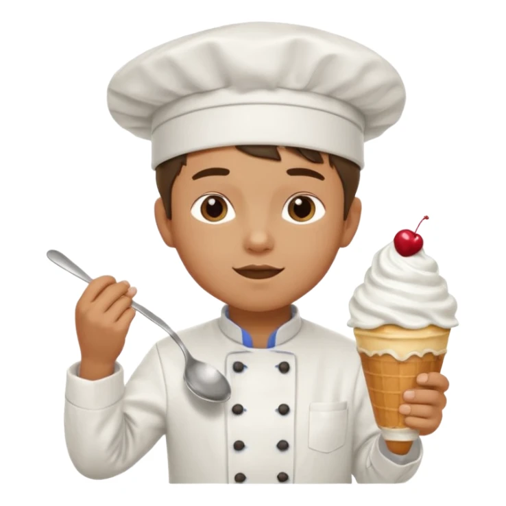 Young Male Chef eating sundae with spoon sticker