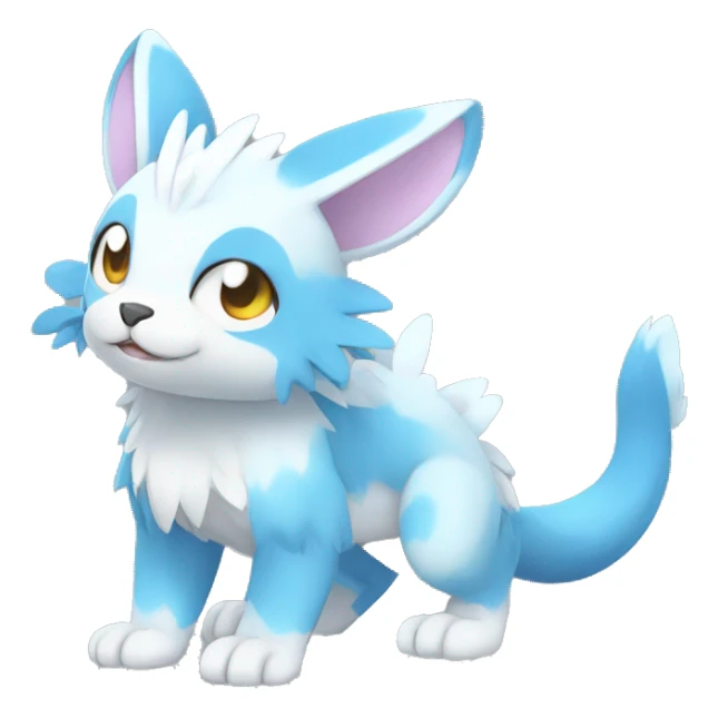Cute cool white blue animal hybrid Fakemon full body sticker