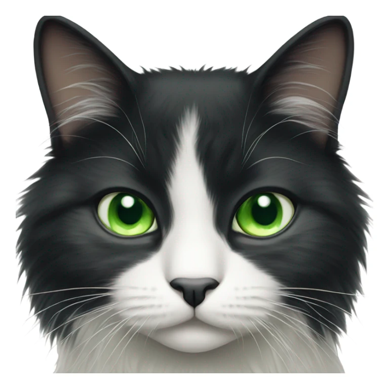 Tuxedo cat - green eyes - fluffy sticker