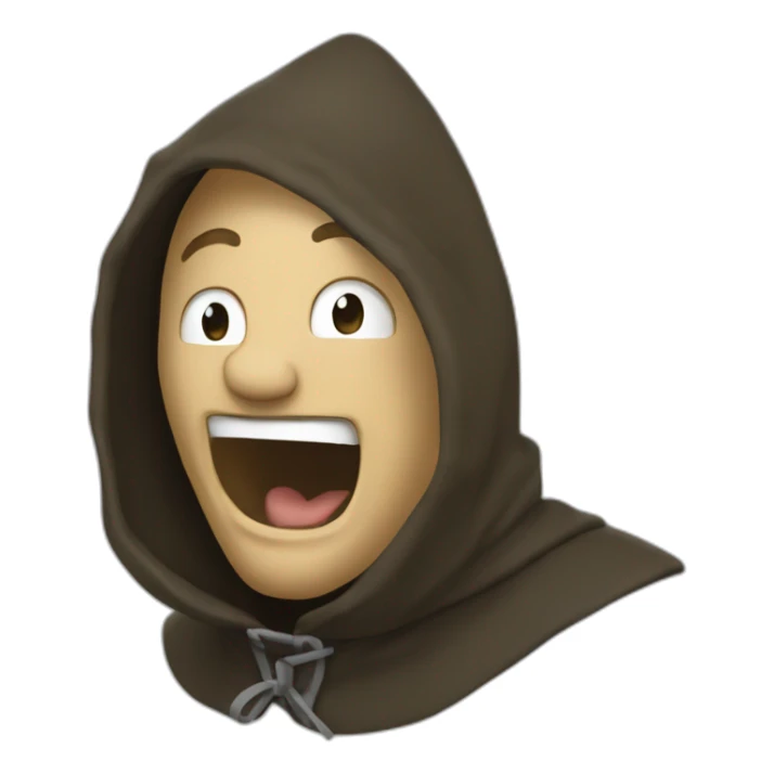 medieval saboteur laughing and escaping, hooded sticker