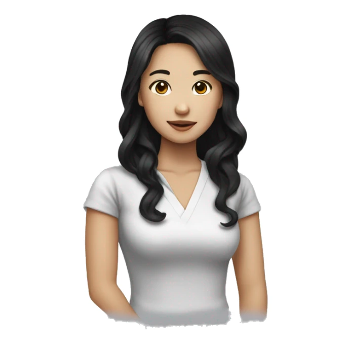 wavy black haired asian girl pharmcist sticker