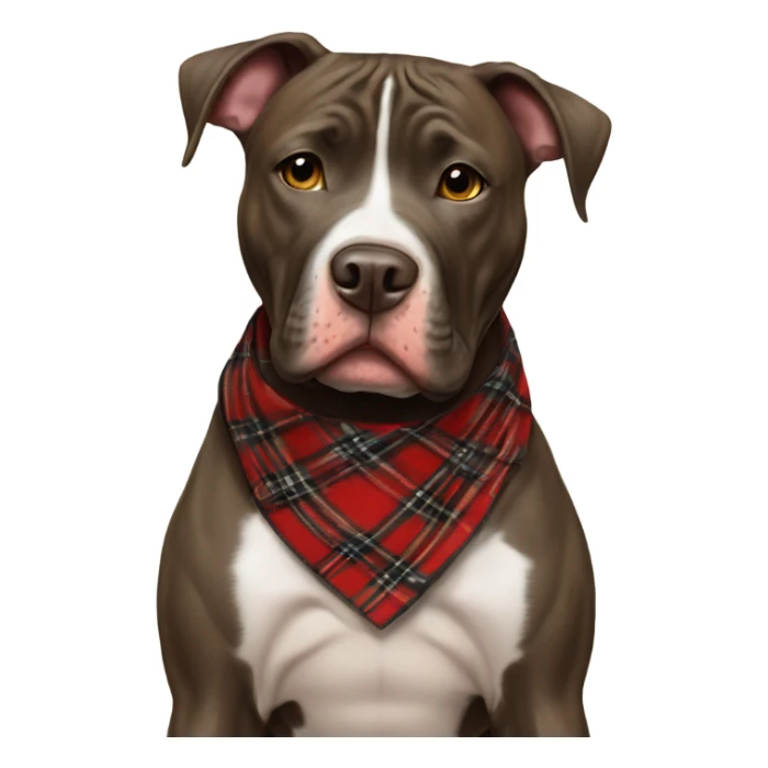 Brindle pitbull with plaid bandana  sticker