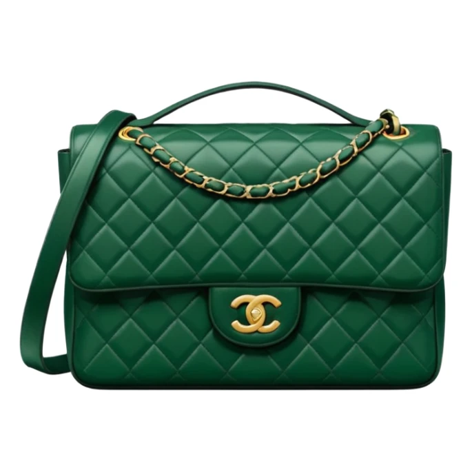 chanel dark green color bag sticker