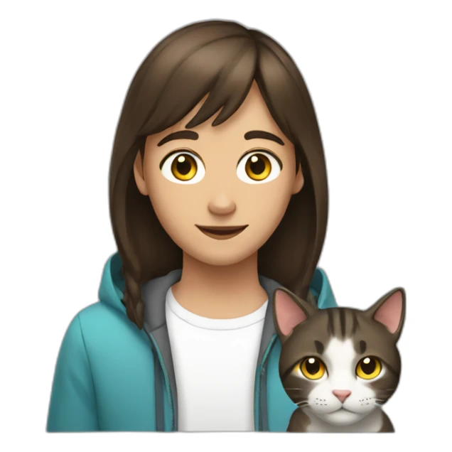 brunette teen with a cat in his head sticker