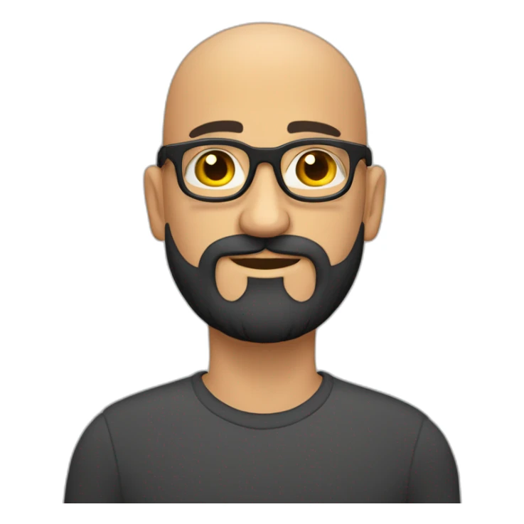 bald headed spanish guy chubby face full black beard and frameless round glasses sticker
