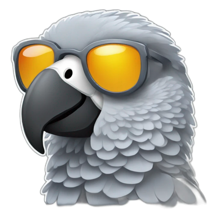 African grey parrot wearing sunglasses sticker