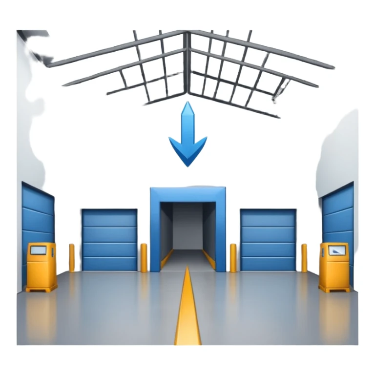 modern warehouse with an arrow that points in sticker