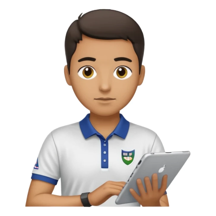 Working on iPad Pro wearing a USI golf shirt sticker