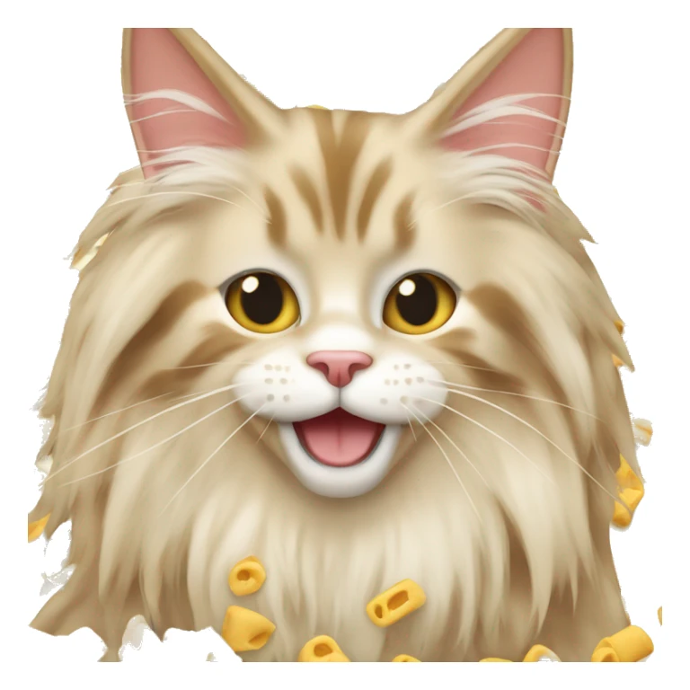 cream coloured maine coon eating macaroni  sticker
