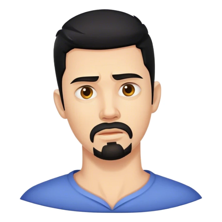Man with black hair and goatee with severe injured neck  sticker