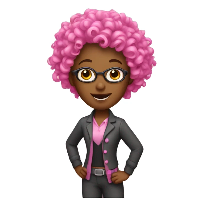 Pink teacher dancers in curly hear  sticker