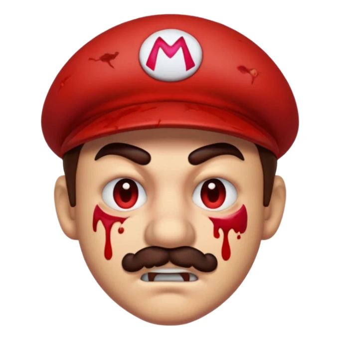 mario a lot ofblood on his face sticker