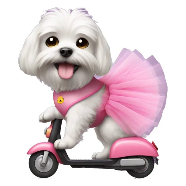 Dog wearing a tutu on a scooter sticker