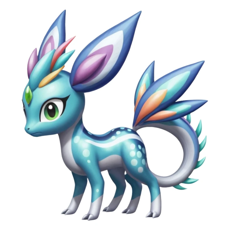Shiny Spotted Striped Colorful-Fruity-Splash-marked Meloetta-Kyurem-Dialga-Suicune-Pteromon-hybrid sticker