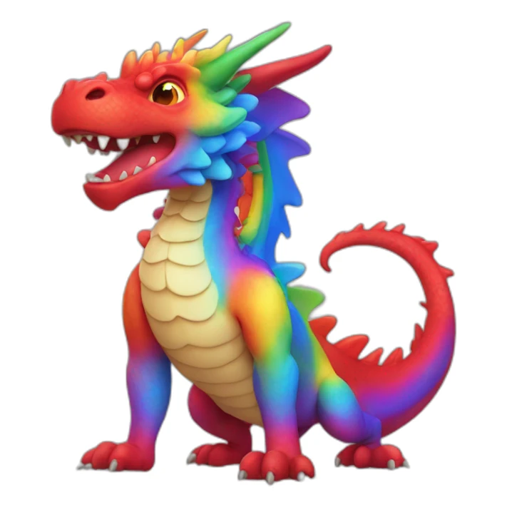 red gay dragon with rainbow sticker