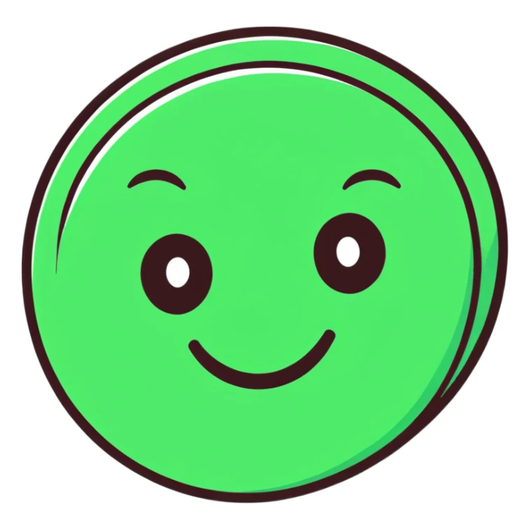 Elegant, refined Maya-inspired smiling face emoji, simple clean lines, geometric but beautiful, dark green on white sticker