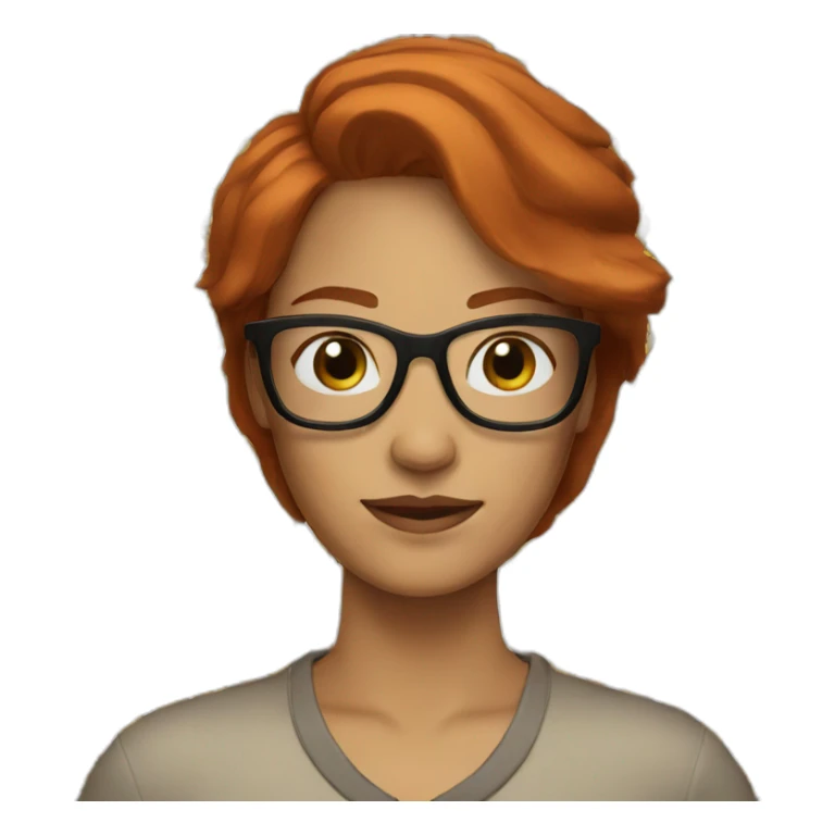 WOMAN WITH MIDDLE PART, AUBURN RED HAIR, BROWN GLASSES sticker