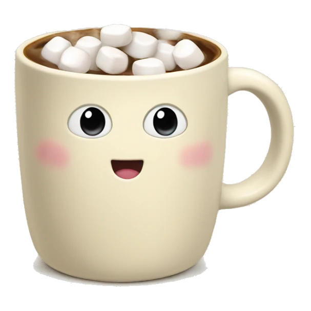 Cream colored Coffee mug with steam and little marshmallows inside sticker