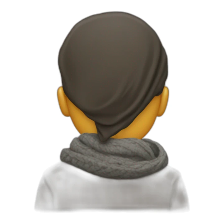 Man view from back with a big scarf on the back of the head sticker