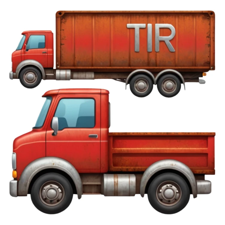 A red truck with a "TIR" plate sticker