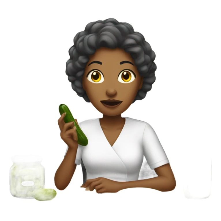 Woman at the salon eating a pickle  sticker