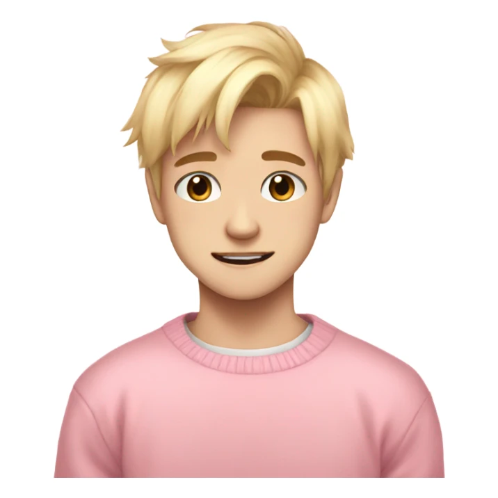 Cute Anime blonde hair Boy, pink pastel sweater  sticker