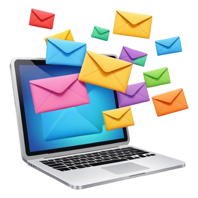 Envelopes flying out of a computer  sticker