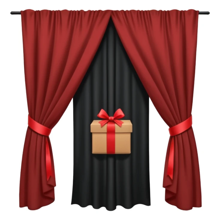 silhouette of a package hidden behind a curtain sticker