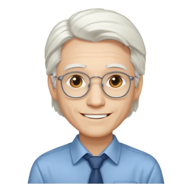 Profesora joven, sonrriente cabello blanco y de pelo largo sin letes con camisa sticker