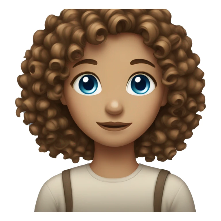 Girl with blue eyes and curly brown hair sticker
