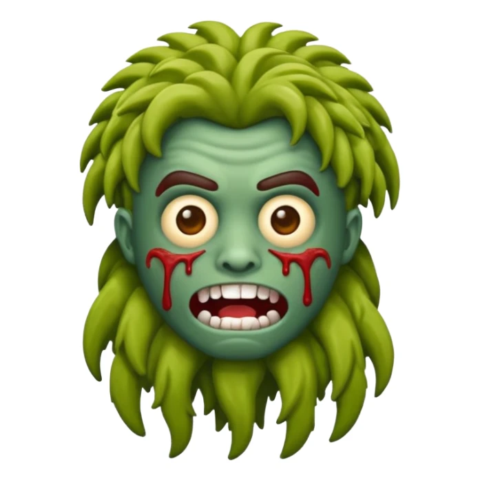 Faça um zumbi estilo emojis de iPhone, de uma moça parda dos cabelos ondulados  sticker