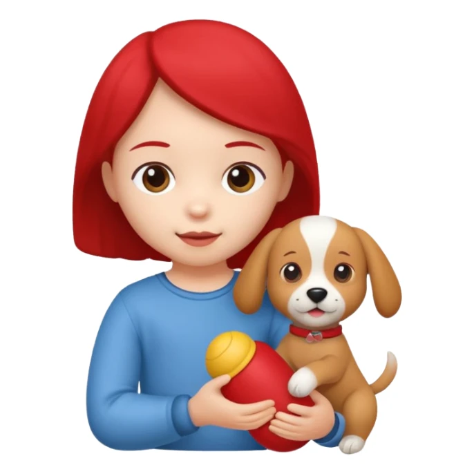 child with dog toy sticker